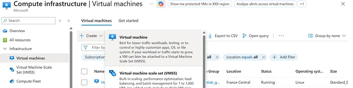 Creating a new Virtual Machine in Azure