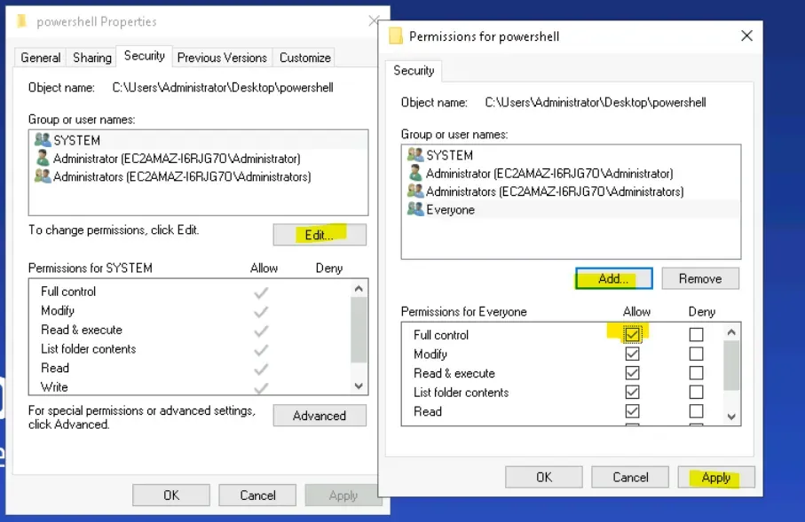 Setting folder permissions for PowerShell logging